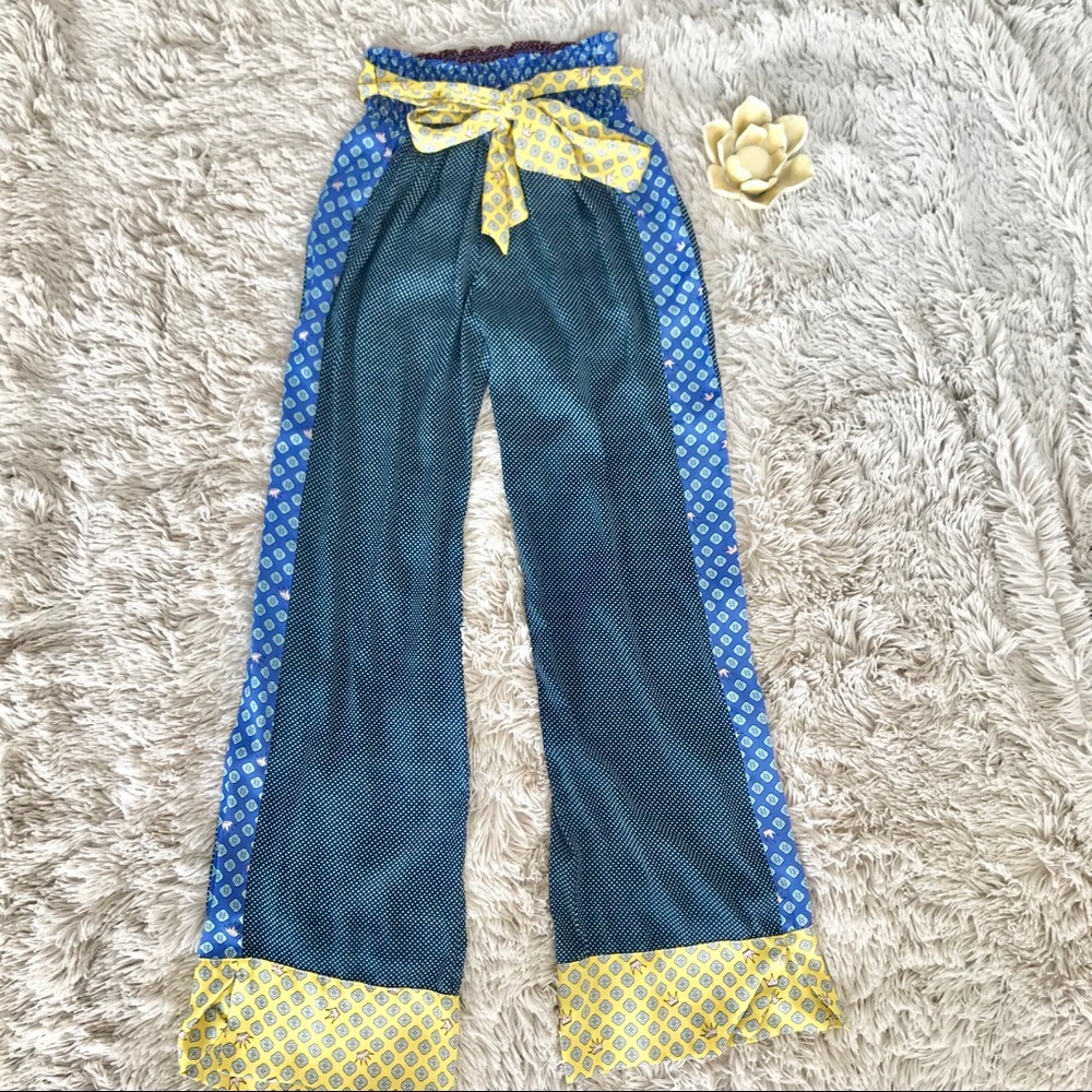 Aerie Blue and Gold Printed Palazzo Pants